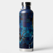 Kunst in mozaïekstijl van wolf en uil waterfles (Rechts)