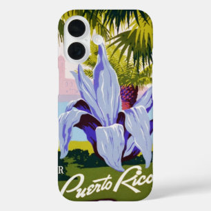 Kunst in vintage-reisposter, ontdek Puerto Rico! iPhone 16 Hoesje
