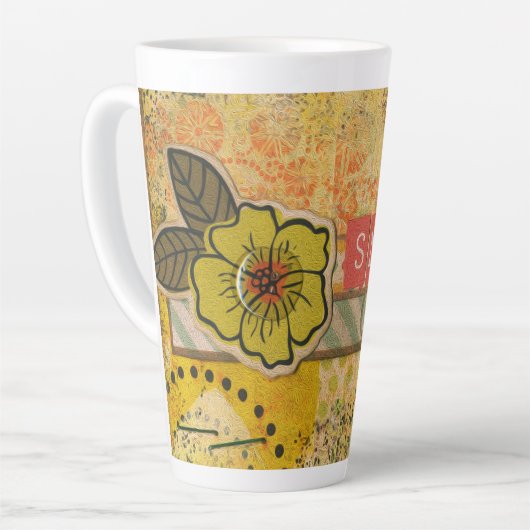 Kunst & Inspirerend Bloemen Latte Mok (Linkerhoek)