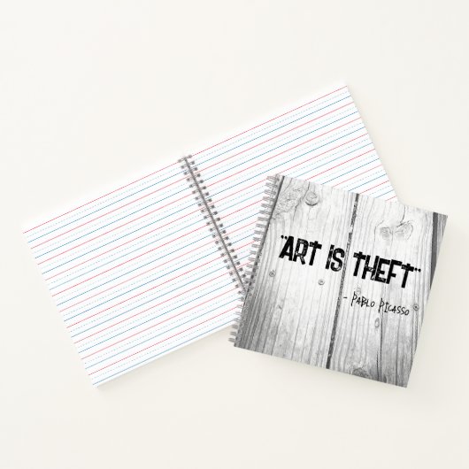KUNST IS DIEFSTAL Pablo Picasso Citaat Notitieboek (Binnen)