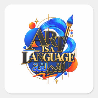 KUNST IS EEN TAAL VIERKANTE STICKER