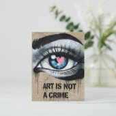 Kunst is geen misdaad, oogbol en hart briefkaart (Staand voorkant)