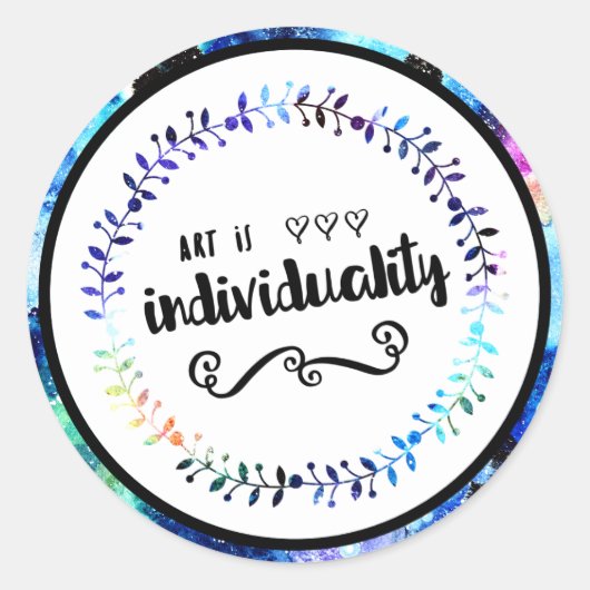 Kunst is individueel ronde sticker (Voorkant)