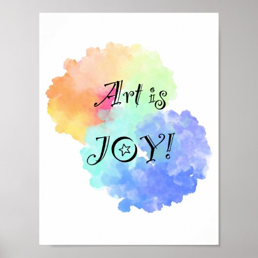 Kunst is Joy-regenboogwolk met leuke zwarte tekst Poster (Voorkant)
