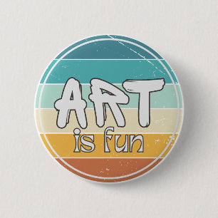 Kunst is leuk, Kleurrijk Rond Retro Design Ronde Button 5,7 Cm