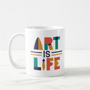 "Kunst is leven" Kleurrijke Tanktop Koffiemok