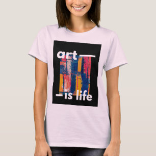 "Kunst is leven - Levendige kleuren op zwarte acht T-shirt