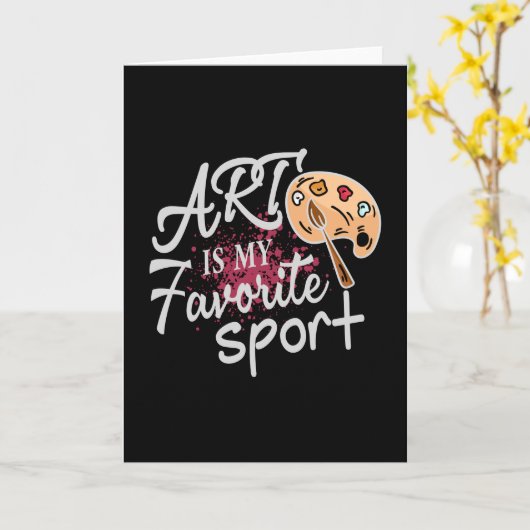 Kunst is mijn favoriete sporthedele rode spuit kaart (Gele Bloem)