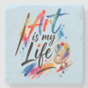 Kunst is mijn Leven Stenen Onderzetter