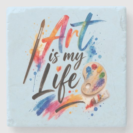 Kunst is mijn Leven Stenen Onderzetter (Voorkant)