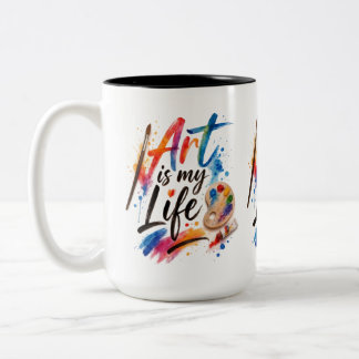 Kunst is mijn leven tweekleurige koffiemok