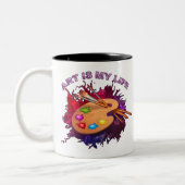 Kunst is mijn leven tweekleurige koffiemok (Links)