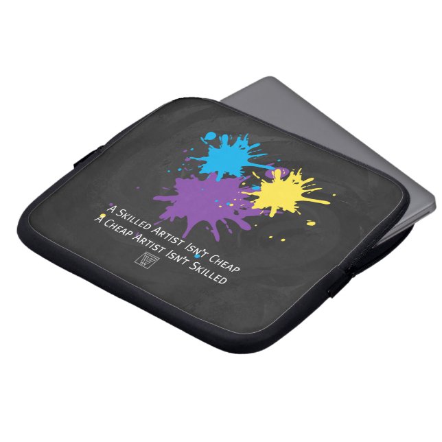 Kunst is niet goedkoop laptop sleeve (Voorkant top)