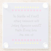 Kunst is rommelig glazen onderzetter (Achterkant)