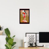 Kunst Japanse Geisha Dame Vintage Poster (Thuiskantoor)