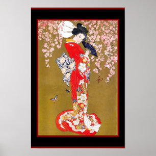 Kunst Japanse Geisha Dame Vintage Poster