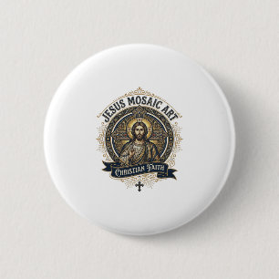 Kunst Jezus Mozaïek Jezus Mozaïek Kunst Christelij Ronde Button 5,7 Cm
