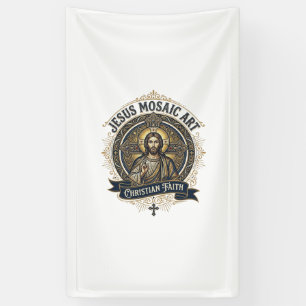 Kunst Jezus Mozaïek Jezus Mozaïek Kunst Christelij Spandoek