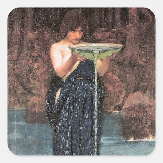  Kunst John W. Waterhouse Circe Invidiosa Vierkante Sticker (Voorkant)