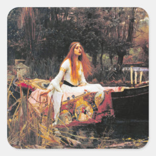  Kunst John W. Waterhouse Lady of Shalott Vierkante Sticker