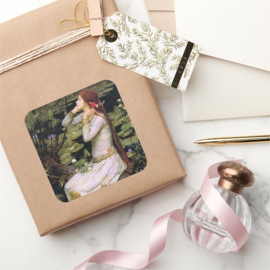  Kunst John W. Waterhouse Ophelia Vierkante Sticker (Geschenken)