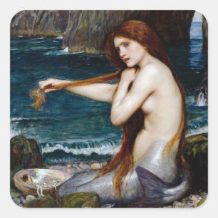 kunst John William Waterhouse A Mermaid Vierkante Sticker