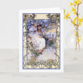 Kunst Kaart / Uitnodiging: Mucha: De zaligheden (Gele Bloem)