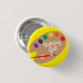 Kunst Kids Verjaardag Party Schilderen Ronde Button 3,2 Cm (Voorkant /achterkant)