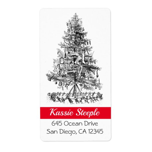 Kunst-Kinderen uit de jaren 1800 die rond de kerst Etiket (Voorkant)