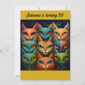 Kunst Kleurrijke houding Kat Verjaardag Kaart (Voorkant)