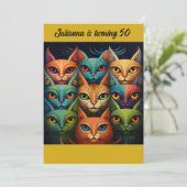 Kunst Kleurrijke houding Kat Verjaardag Kaart (Staand voorkant)