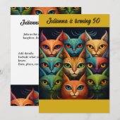 Kunst Kleurrijke houding Kat Verjaardag Kaart (Voorkant / Achterkant)