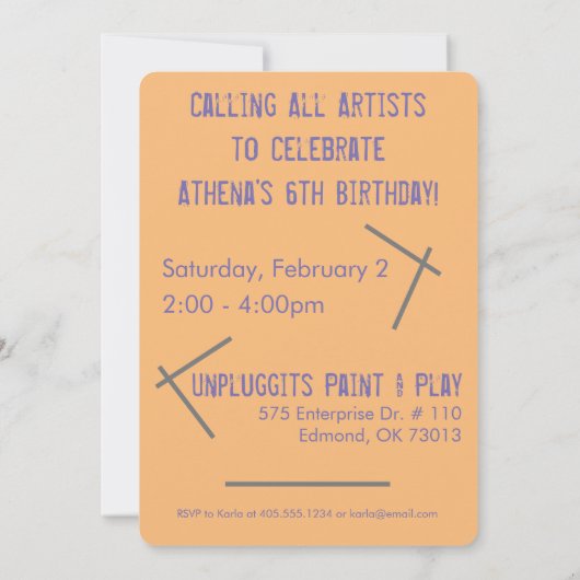 Kunst Kunstzinnige Kunstenaars Schilderen Feest Ui Kaart (Achterkant)