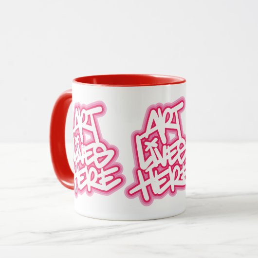 Kunst leeft hier patroon mok (Voorkant links)