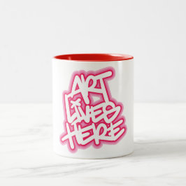 Kunst leeft hier tweekleurige koffiemok