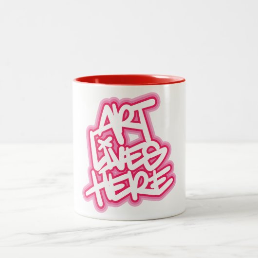 Kunst leeft hier tweekleurige koffiemok (Center)