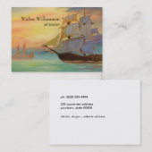 Kunst Leraar, Fine Art Zonsondergang Zeilschepen Visitekaartje (Voorkant / Achterkant)