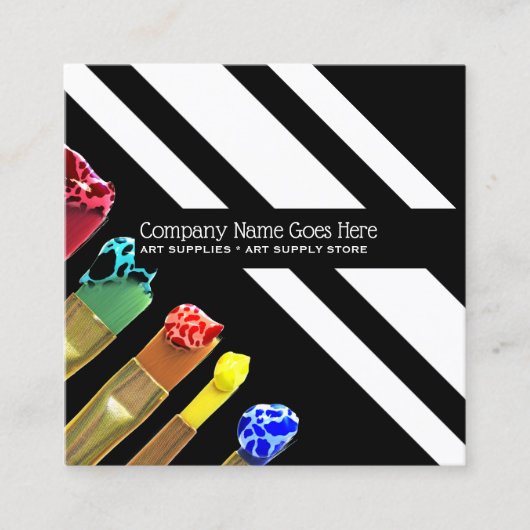 Kunst levert schilderpenseel moderne tekenfilms af vierkante visitekaartje (Voorkant)