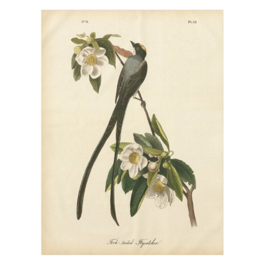 Kunst Magnolia Floral Bird Flycatcher Tafelkleed (Voorkant)