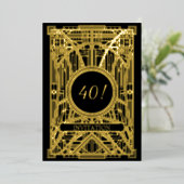 Kunst met 20s-kunst Deco Grote Gatsby Folie Uitnodiging (Staand Voorkant)