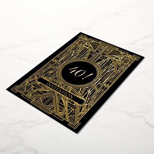 Kunst met 20s-kunst Deco Grote Gatsby Folie Uitnodiging (Gedraaid)