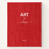 Kunst met aangepaste naam, rode linnen foto notitieboek (Achterkant)