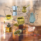 Kunst met bijtende hand ontworpen koffie raamsticker (Vel 2)