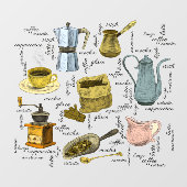 Kunst met bijtende hand ontworpen koffie raamsticker (Vel)