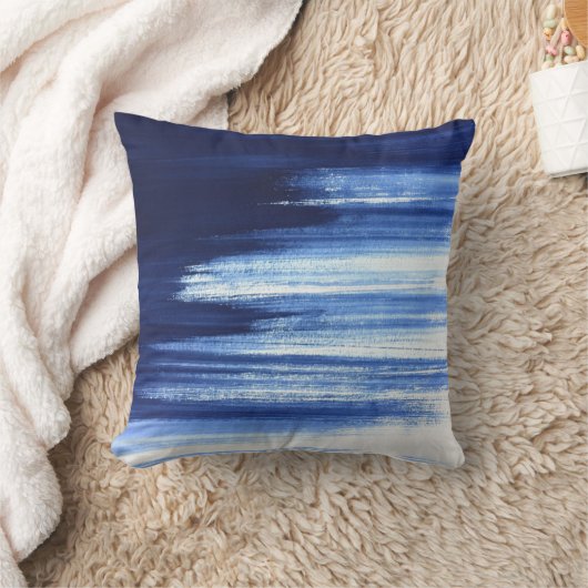 Kunst met blauwe penseelstreken kussen (Deken)
