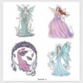 Kunst met bloemen en maan van Renee Lavoie Sticker (Vel)