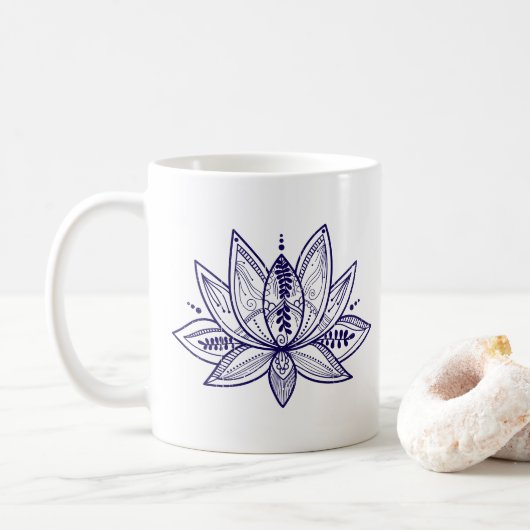Kunst met complexe Lotus Flower Distress Line Koffiemok (Met donut)
