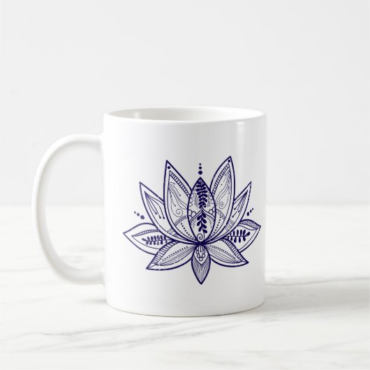 Kunst met complexe Lotus Flower Distress Line Koffiemok (Links)