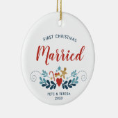 Kunst met de eerste kerstman, gepersonaliseerde ke keramisch ornament (Rechts)