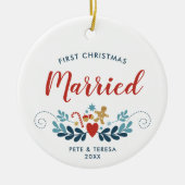 Kunst met de eerste kerstman, gepersonaliseerde ke keramisch ornament (Voorkant)